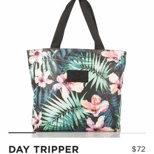 ALOHA Collection Tropical Floral Tote with Black Handles